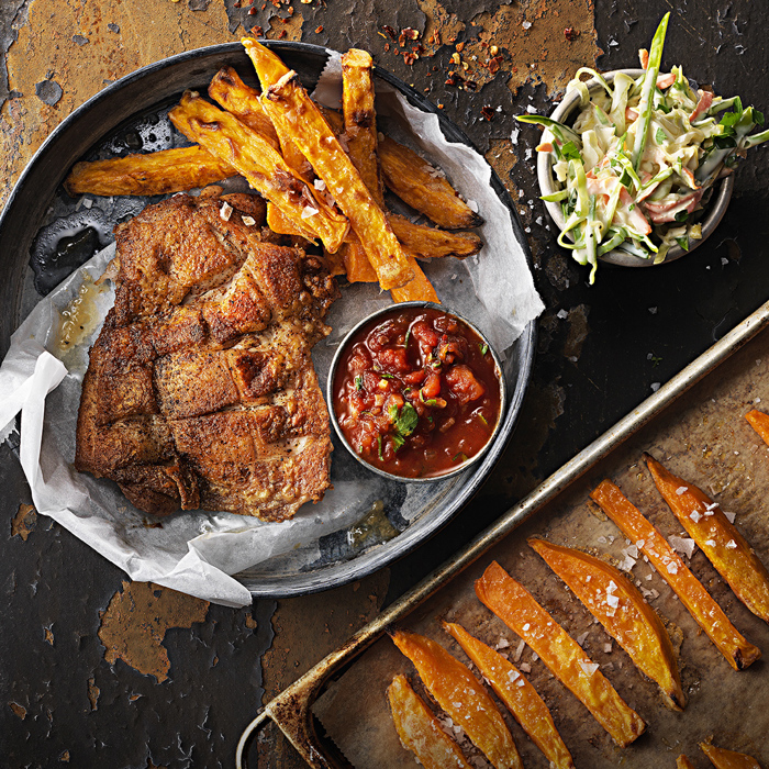 Lårsteak Med Søde Kartoffelfritter