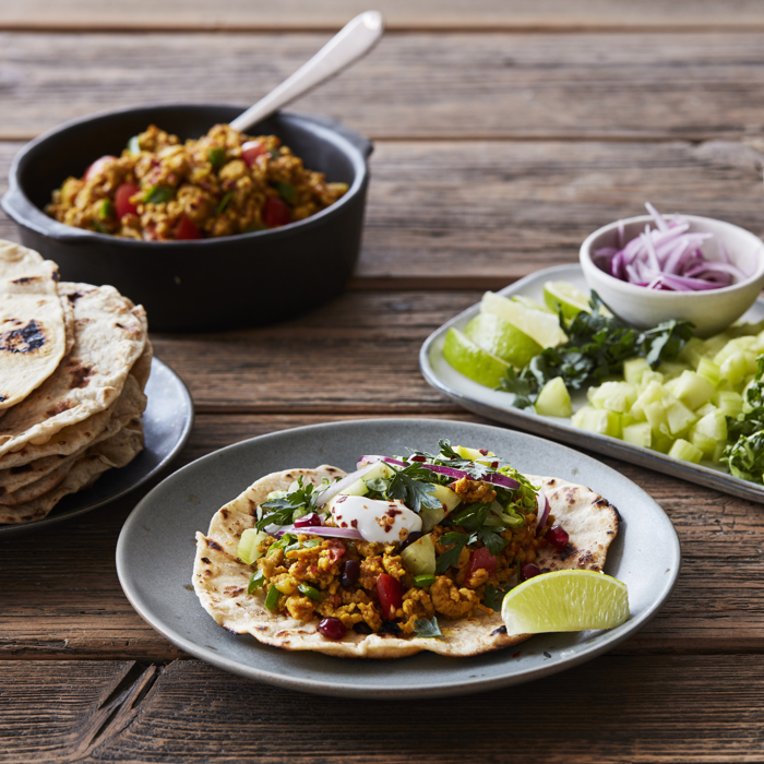 Hakket kylling i chapati brød